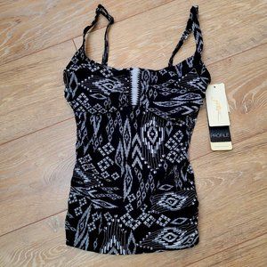 105. Profile by Gottex Underwire Tankini Top. Black and White. Size 34D. NWT
